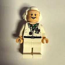 LEGO Doc Minifigure Back to the Future White Suit w/ Radioactive Back Print