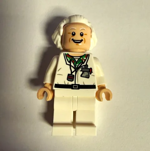 LEGO Doc Minifigure Back to the Future White Suit w/ Radioactive Back Print