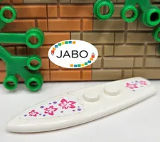 (S10 / 18 / 15) Lego 90397pb010 Utensil Surfboard Standard White with Sticker