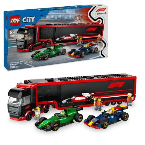 LEGO City F1 truck met RB20 en AMR24 F1 auto's Speelgoed voor 8 jaar en Ouder, B