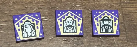 Lego 3068 Dark Purple Tile 2 x 2 Harry Potter Chocolate Frog Cards Lot Of 3