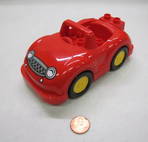 Lego Duplo Red Sports Car Convertible Vehicle For Figures House Yellow Wheels #2