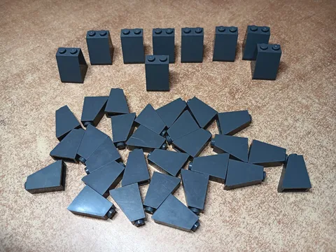 LEGO BULK LOT OF 36 DARK BLUISH GRAY SLOPE BRICKS 65° 2X1X2 2X2X2
