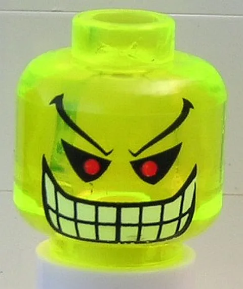 Minifigure, Head Red Eyes, Eyebrows, White Teeth and Grin Pattern (Th - New LEGO