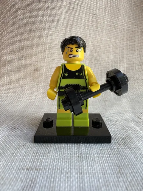 LEGO Weightlifter Series 2 Minifigure - col026 (w/ dumbbell & display base)
