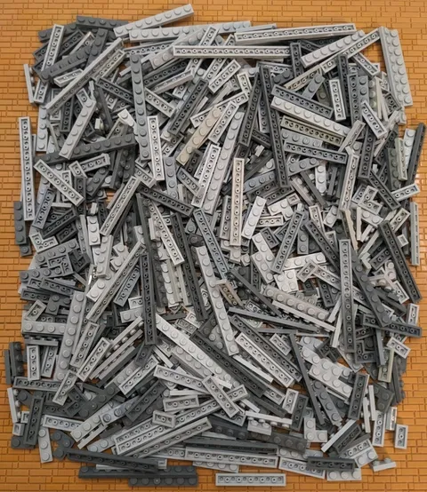 LEGO 400pcs 1x Wide Plates 1x2 1x3 1x4 1x6 1x8 1x10 1x12 Gray Bulk Lot Cleaned 