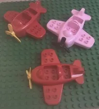 Lego Duplo - Lot Of (3) Red & Pink Airplane Plane Vehicle Pieces