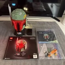 LEGO Star Wars Boba Fett Helmet 75277 Display W/ Stand Collectible & LED LIGHT!