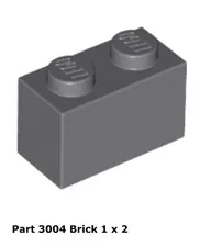 LEGO Dark Bluish Gray 1x2 Brick (3004) - 100 New Pieces - Building Bricks