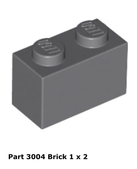 LEGO Dark Bluish Gray 1x2 Brick (3004) - 100 New Pieces - Building Bricks