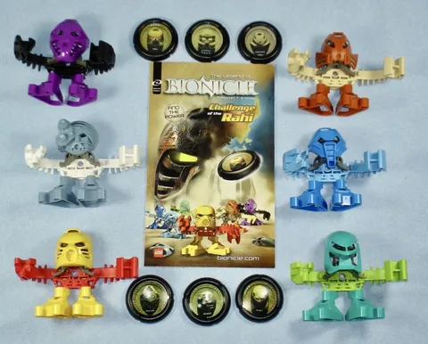 2001 McDonalds Lego Bionicle TOHUNGA - Toa Matoran Set with 6 Discs + Comic Book