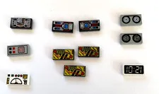 Vtg Lego Tile Lot 1x2  Spyrius Robo Recorder Reel Avionics Computer 11 Pc