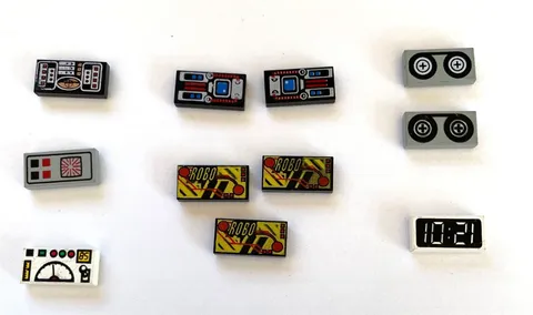 Vtg Lego Tile Lot 1x2  Spyrius Robo Recorder Reel Avionics Computer 11 Pc