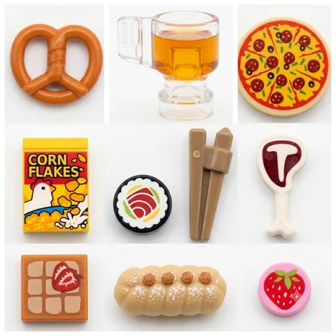 LEGO Food Pizza Snack Drink Bread T bone Steak Donut Cake Sushi Pastry Candy NEW