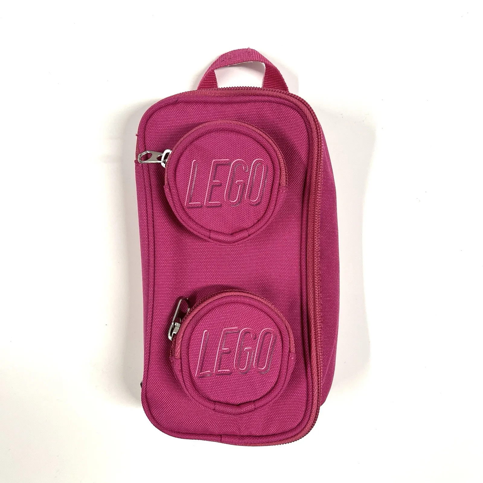 Lego Pencil Case Pink Purple Color Style Yellow Interior Zip Shut