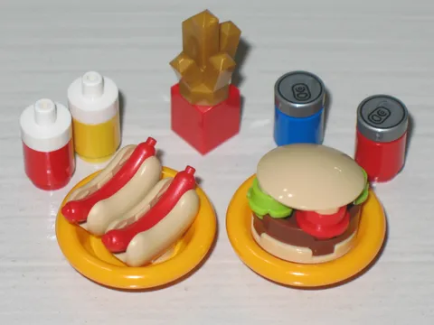 LEGO® Hot Dog Hamburger French Fries Coke Pepsi Picnic Minifigure Utensil Food