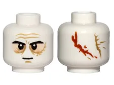 LEGO White Minifigure, Head Light Nougat Sunken Eyes, Wrinkles, Scar, 2 Large Sc