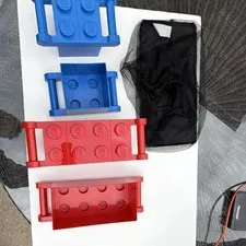 2 RARE LEGO Mold Brick Stackable Plastic Containers for Sand and Snow