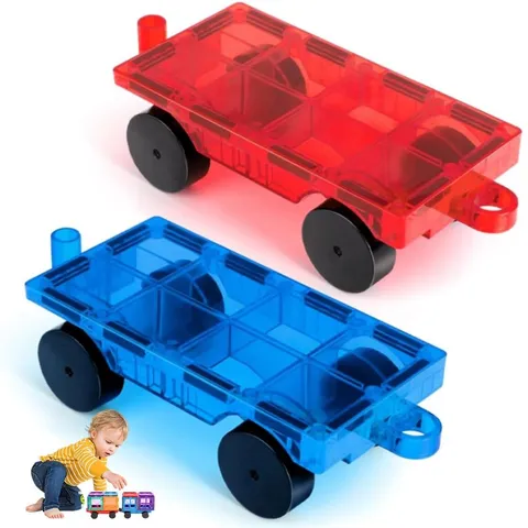 Magnetic Building Blocks Expansion Car, 2 Piece Magnet Bricks Truck Sensory Toy...