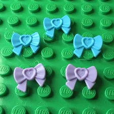 LEGO Bow w/ Heart Piece Lot of 5 Blue/Purple 3 Light Blue, 2 Light Purple L0517