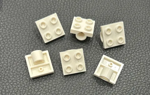 LEGO 10247 White Plate Modified 2 x 2 With Pin Hole Lot Of 6