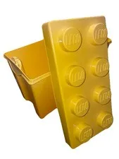 2012 LEGO 8 Stud Brick Yellow Storage Container Plastic Bin with Lid EMPTY 14x7