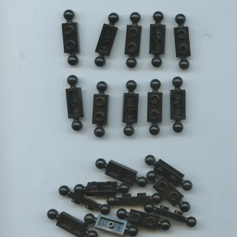 LEGO x 20 Black Plate, Modified 1 x 2 with Tow Ball on Ends 3170