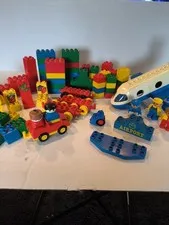 Vintage Duplo Legos Jumbo Jet Car People Bulk Lot