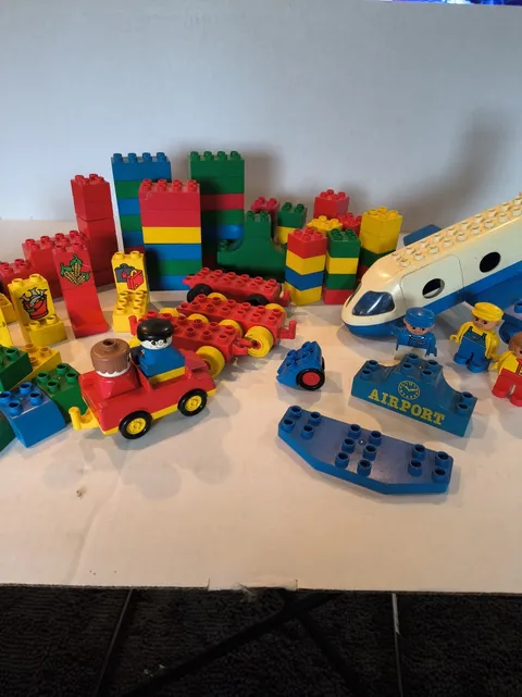 Vintage Duplo Legos Jumbo Jet Car People Bulk Lot