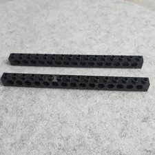 LEGO 3703 Technic Brick 1x16 with Holes Black x2 Genuine