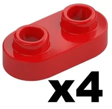 Lego 4 New Red ROUND PLATE 1 x 2 with Open Studs Part 35480 RD22