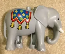 Lego Duplo Gray Elephant Animal Figure 5" Long White Tusks My First Circus 10504