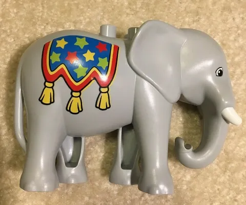 Lego Duplo Gray Elephant Animal Figure 5" Long White Tusks My First Circus 10504
