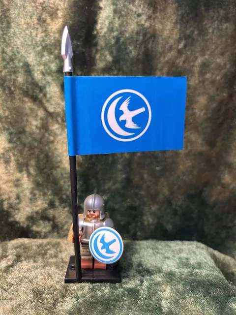 1x 54mm MINI GOT HOUSE ARRYN + 1x Flag Banner on Genuine LEGO Flagpole + Base