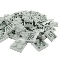 100 Pieces LEGO® 2x2 Light Bluish Grey Four Stud Plates element 3022 MOC Lot