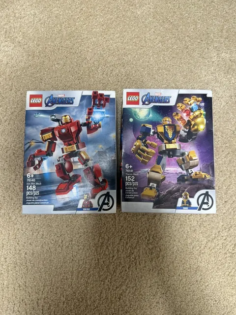 NEW LEGO Marvel Avengers 76140 Iron Man Mech Set + 76141 Thanos Mech LOT