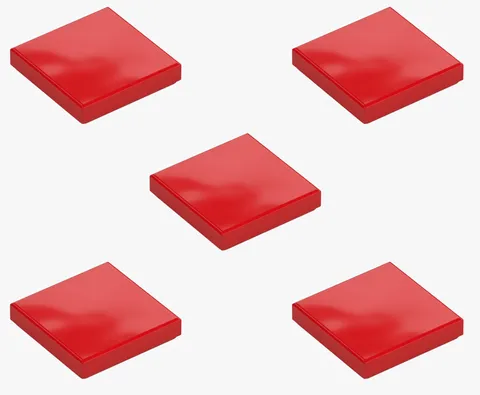 5 New LEGO Red 2x2 Tile smooth flat panel tiles bright red 3068 6306821