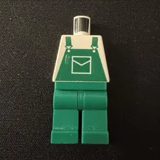 LEGO Minifigure White Torso & Green Overalls Legs (No Head/Arms)