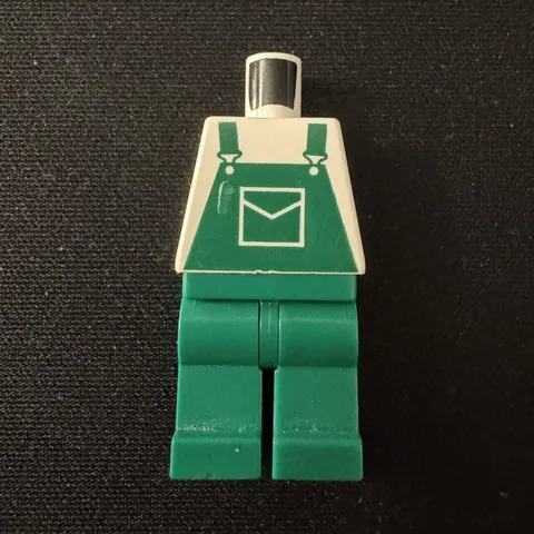 LEGO Minifigure White Torso & Green Overalls Legs (No Head/Arms)