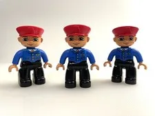 LEGO DUPLO Police Uniformed Officer Figures – Lot of 3, blue & black