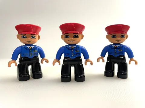 LEGO DUPLO Police Uniformed Officer Figures – Lot of 3, blue & black