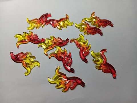 LEGO BULK LOT 11 WAVE ROUNDED CURVED WING FLAME MARBLED TRANS RED YELLOW #18394