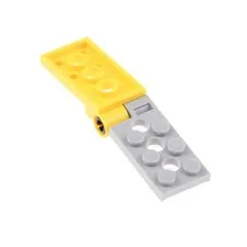 1x LEGO Hinge Plate 2x4 Gray Yellow Joint Pin Black 3 Holes 98285 98286