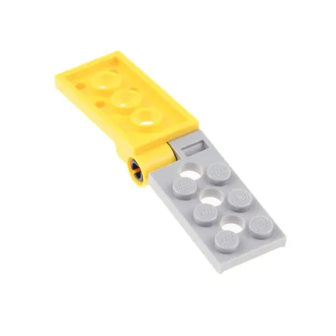 1x LEGO Hinge Plate 2x4 Gray Yellow Joint Pin Black 3 Holes 98285 98286