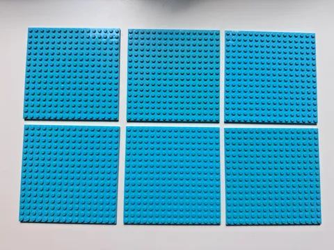 LEGO 16 x 16 Baseplates Lot of 6 91405 Bulk Plates Bundle Medium Azure Blue