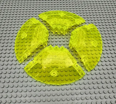 Lego Lot 4 Trans Neon Green Quarter Saucer Top Panel 10 X 10 X 2 2/3 #30117 UFO
