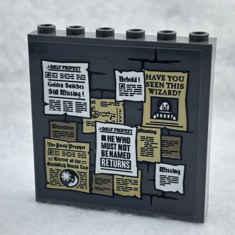 LEGO 59349pb229 Dark Bluish Gray Panel 1 x 6 x 5 W/ Daily Prophet Newspaper (x1)