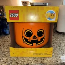 LEGO Storage Head LARGE PUMPKIN Jack O Lantern Container 
