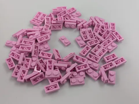Lego x100 New Bright Pink Plate 1 x 2 # 3023 Bulk Lot MOC