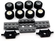 LEGO Dark Grey Car Chassis Base 4x12 with 2 Sets of Wheels & Holders Plate 52036